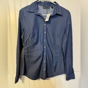 NWT 7th Avenue Jean Button-Up Shirt Sz sm